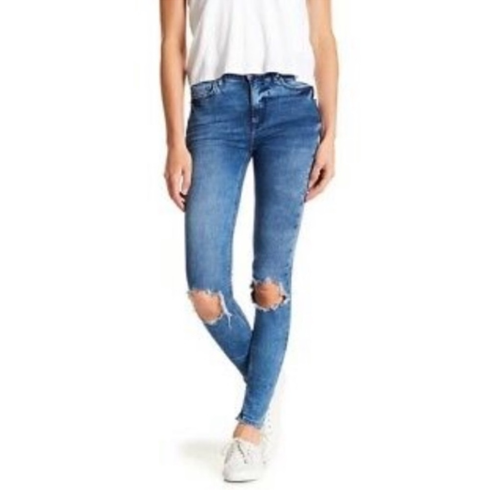 Free People‎ High Rise Busted Knee Skinny Jeans Size 28R